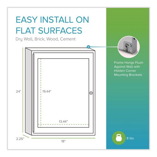 Image of Ghent PA12418K 1 Door Enclosed Natural Cork Bulletin Board with Satin Frame, 18" x 24", Tan Surface, Satin Aluminum Frame