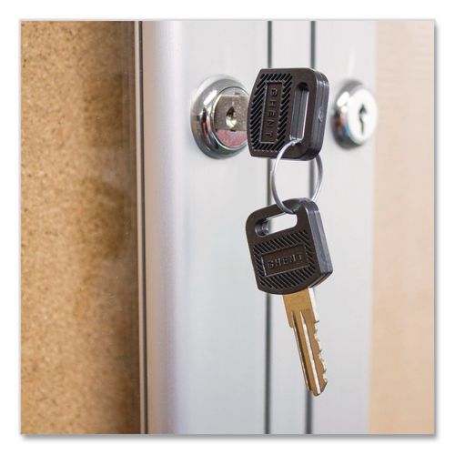 Image of Ghent PA24860K 2 Door Enclosed Natural Cork Bulletin Board with Satin Frame, 60" x 48", Tan Surface, Satin Aluminum Frame