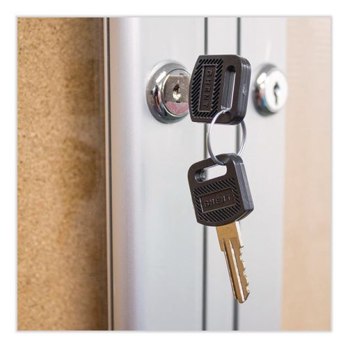 Image of Ghent PA13636K 1 Door Enclosed Natural Cork Bulletin Board with Satin Frame, 36" x 36", Tan Surface, Satin Aluminum Frame