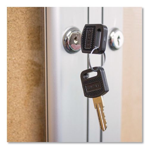 Image of Ghent PA23648K 2 Door Enclosed Natural Cork Bulletin Board with Satin Frame, 48" x 36", Tan Surface, Satin Aluminum Frame