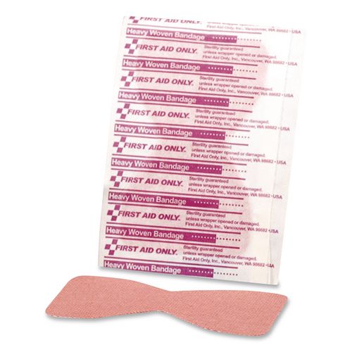 Image of First Aid Only G163 Heavy Woven Adhesive Bandages, Fingertip, 1.75 X 3, 25/box