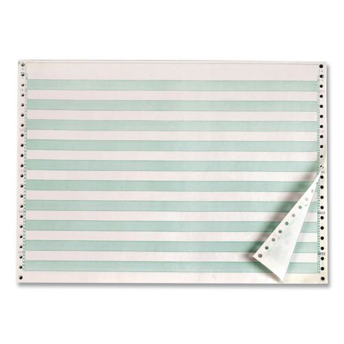 Image of TST/Impreso, Inc. 7810010 Continuous Feed Computer Paper, 1-Part, 18 lb Bond Weight, 11 x 14.88, White/Green Bar, 3,100/Carton
