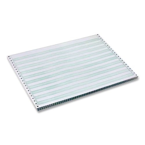 Image of TST/Impreso, Inc. 7810010 Continuous Feed Computer Paper, 1-Part, 18 lb Bond Weight, 11 x 14.88, White/Green Bar, 3,100/Carton