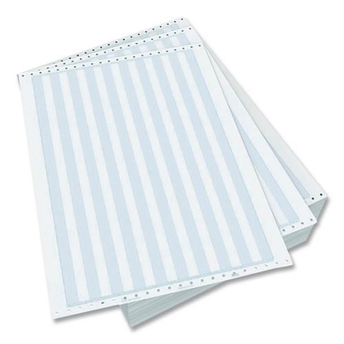 Image of TST/Impreso, Inc. 7810010 Continuous Feed Computer Paper, 1-Part, 18 lb Bond Weight, 11 x 14.88, White/Green Bar, 3,100/Carton
