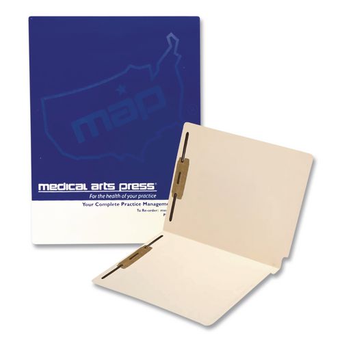 Image of Medical Arts Press® 31439 Heavy-Duty End Tab Fastener Folder, Straight Tab, Expands 0.75", 2 Fasteners, Letter Size, Manila, 50/Box