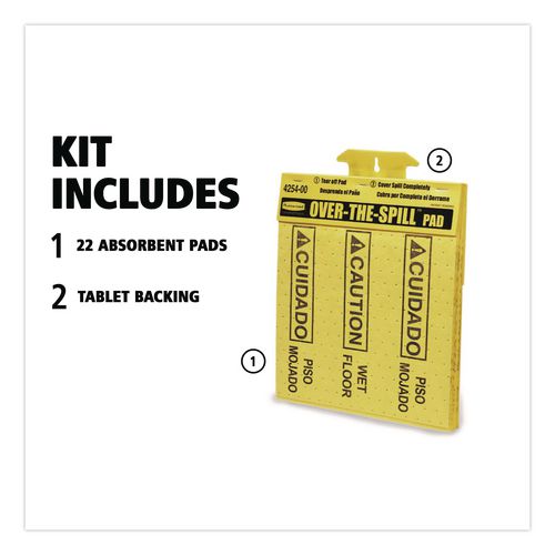 Image of Rubbermaid® Commercial FG425400YEL Over-The-Spill Pad Tablet, 12 oz, 16.5 x 14, 22/Pack