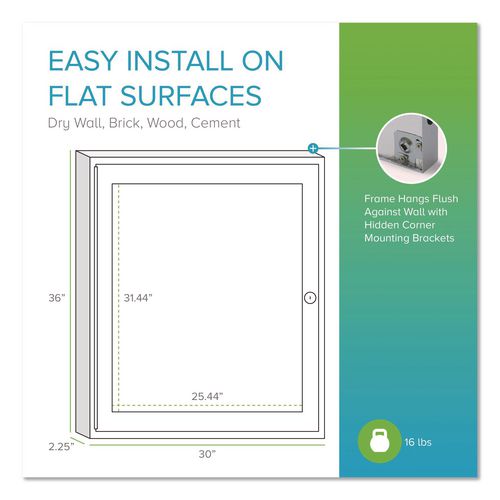 Image of Ghent PA13630VX-193 1 Door Enclosed Vinyl Bulletin Board with Satin Frame, 30" x 36", Silver Surface, Satin Aluminum Frame