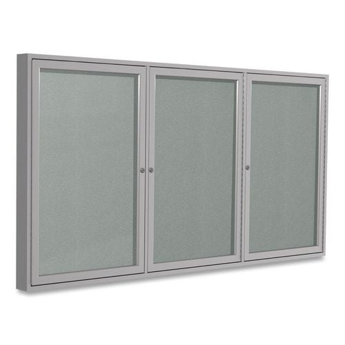 Image of Ghent PA33672VX-193 Enclosed Outdoor Bulletin Board, 72" x 36", Silver Surface, Satin Aluminum Frame