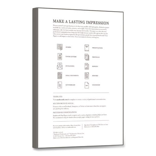 Image of Southworth® RD18ICF 100% Cotton Resume Paper, 32 lb Bond Weight, 8.5 x 11, Ivory, 100/Pack