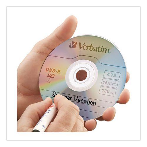 Image of Verbatim® 97901 DVD-R Recordable Disc, 4.7 GB, 16x, Wrap, Silver, 10/Pack