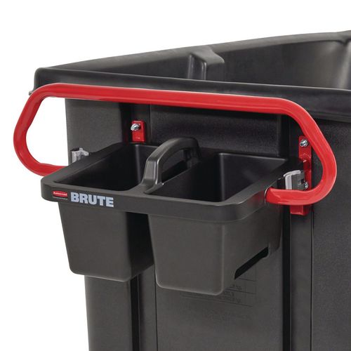 Image of Rubbermaid® Commercial 2229066 BRUTE Ergonomic Rotomolded Tilt Truck Handle and Caddy, 25.45 x 25.45 x 15, Red/Black