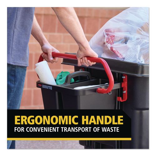 Image of Rubbermaid® Commercial 2229066 BRUTE Ergonomic Rotomolded Tilt Truck Handle and Caddy, 25.45 x 25.45 x 15, Red/Black