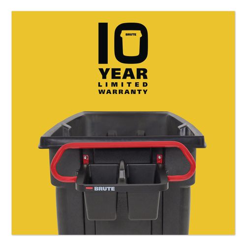 Image of Rubbermaid® Commercial 2229066 BRUTE Ergonomic Rotomolded Tilt Truck Handle and Caddy, 25.45 x 25.45 x 15, Red/Black