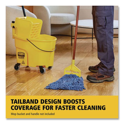 Image of Rubbermaid® Commercial FGD21206BL00 Super Stitch Blend Mop Heads, Cotton/Synthetic, Medium, Blue, 6/Carton