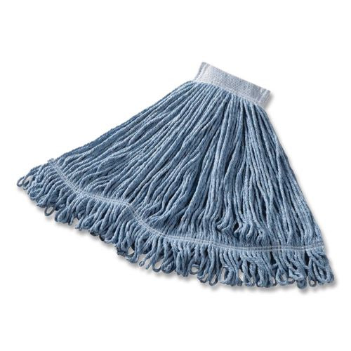 Image of Rubbermaid® Commercial FGD25306BL00 Super Stitch Blend Mop Head, Cotton/Synthetic, Large, Blue, 6/Carton