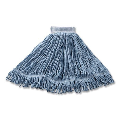 Image of Rubbermaid® Commercial FGD25306BL00 Super Stitch Blend Mop Head, Cotton/Synthetic, Large, Blue, 6/Carton