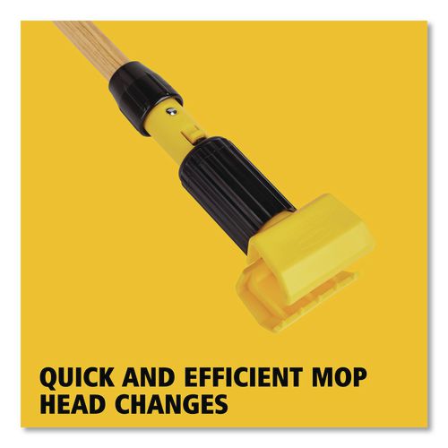 Image of Rubbermaid® Commercial FGH216000000 Gripper Hardwood Mop Handle, 1.13" dia x 60", Natural/Yellow