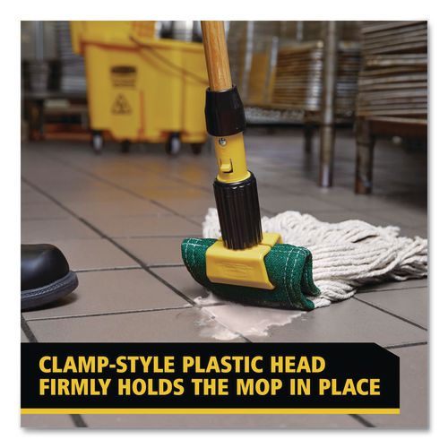 Image of Rubbermaid® Commercial FGH216000000 Gripper Hardwood Mop Handle, 1.13" dia x 60", Natural/Yellow