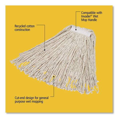 Image of Rubbermaid® Commercial FGV11800WH00 Value Pro Mop Head, Cotton, Large, White