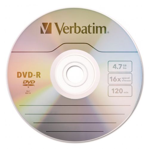 Image of Verbatim® 97901 DVD-R Recordable Disc, 4.7 GB, 16x, Wrap, Silver, 10/Pack