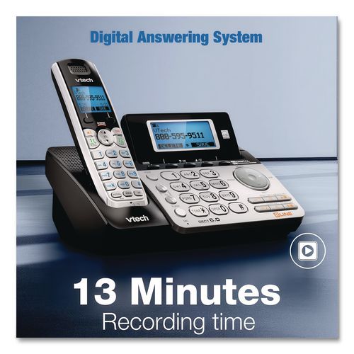 Image of Vtech® 80-0883-00 DS6151-2 Two-Handset Two-Line Cordless Phone with Answering System, Black/Silver