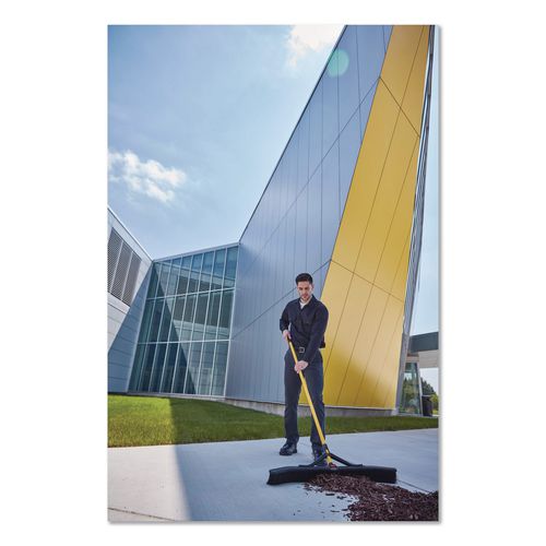Image of Rubbermaid® Commercial 2018728 Maximizer Push-to-Center Broom, 36 x 58.13, Polypropylene Bristles, Steel Handle, Yellow/Black