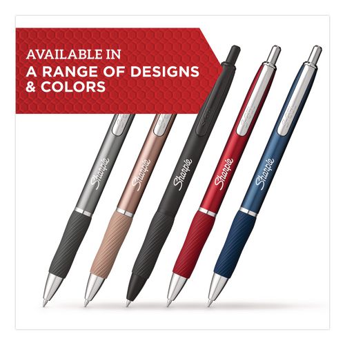 Image of Sharpie® S-Gel 2194703 S-Gel Premium Metal Barrel Gel Pen, Retractable, Medium 0.7 mm, Black Ink, Black Barrel, 4/Pack