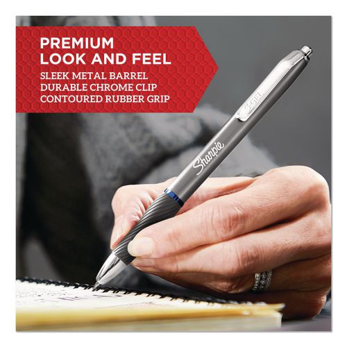Image of Sharpie® S-Gel 2194703 S-Gel Premium Metal Barrel Gel Pen, Retractable, Medium 0.7 mm, Black Ink, Black Barrel, 4/Pack