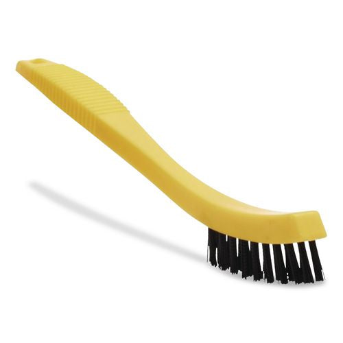 Image of Rubbermaid® Commercial FG9B5600BLA Synthetic-Fill Tile and Grout Brush, Black Plastic Bristles, 2.5" Brush, 8.5" Yellow Plastic Handle