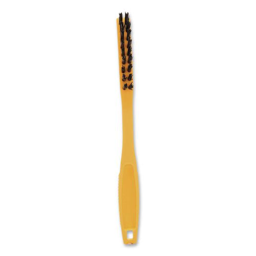 Image of Rubbermaid® Commercial FG9B5600BLA Synthetic-Fill Tile and Grout Brush, Black Plastic Bristles, 2.5" Brush, 8.5" Yellow Plastic Handle