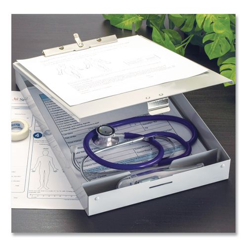Image of Officemate Aluminum Storage Clipboard, Holds 8.5 x 12 Sheets, Silver