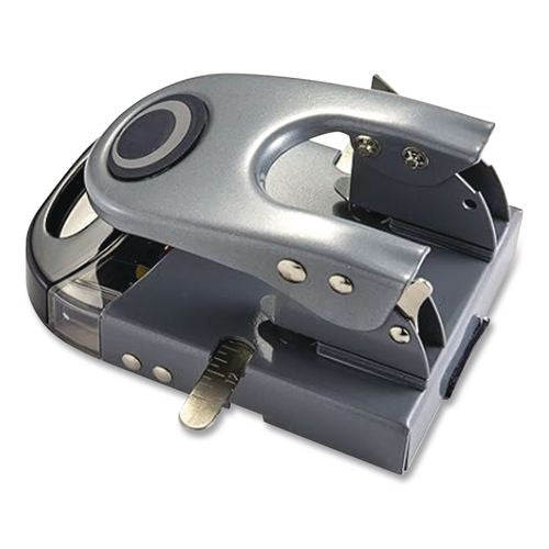 Image of Officemate 90101 50-Sheet Deluxe Two-Hole Punch, 1/4" Holes, Gray/blue