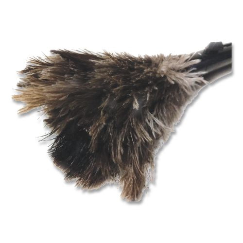 Image of O'Dell® DOF-RET14/UNS91 Pop Top Feather Duster, Ostrich, 9" To 14" Handle, Black