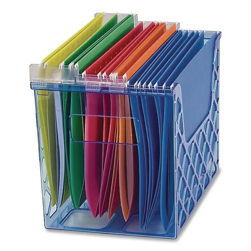 Image of Officemate 23221 Blue Glacier Desktop File Organizer, 1 Section, Letter-Size, 8.63" Long, Translucent Blue