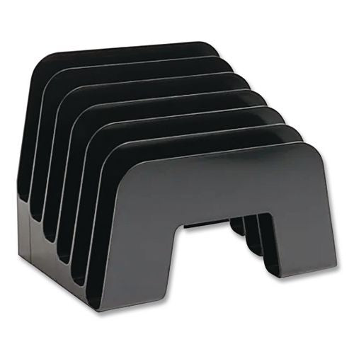 Image of Officemate OIC26002 Recycled Incline Mail Sorter, 5 Sections, Envelopes, 8 X 5.5 X 6, Black