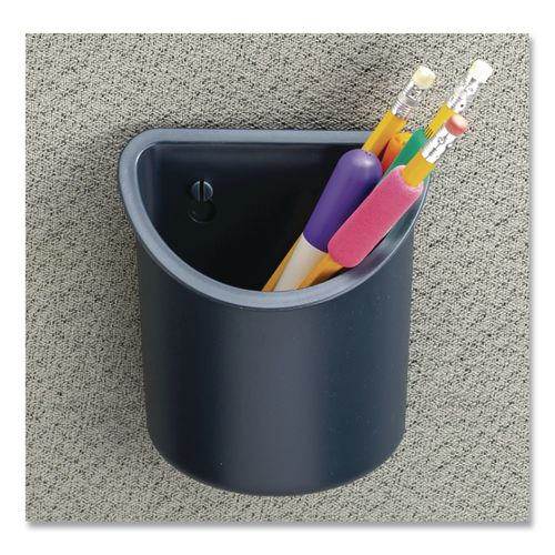 Image of Officemate Verticalmate Plastic Pencil Cup, 4.25 x 4.25 x 5, Fabric Panel Mount, Gray