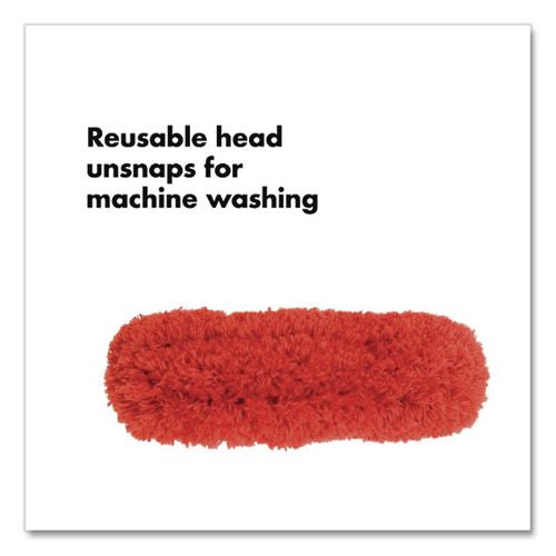 Image of OXO 1335180 Good Grips Microfiber Duster, 4" X 12" Orange Duster Head, 6" Black Handle