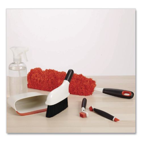 Image of OXO 1335180 Good Grips Microfiber Duster, 4" X 12" Orange Duster Head, 6" Black Handle