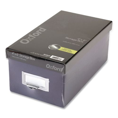 Image of Oxford Index Card Storage Box, Holds 1,000 4 X 6 Cards, 6.5 X 11.5 X 5, Pressboard, Indigo/black