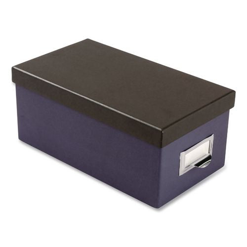 Image of Oxford Index Card Storage Box, Holds 1,000 4 X 6 Cards, 6.5 X 11.5 X 5, Pressboard, Indigo/black