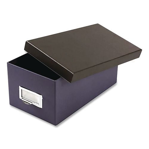 Image of Oxford Index Card Storage Box, Holds 1,000 4 X 6 Cards, 6.5 X 11.5 X 5, Pressboard, Indigo/black