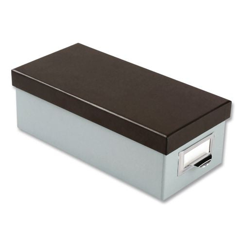 Image of Oxford 406355 Index Card Storage Box, Holds 1,000 3 X 5 Cards, 5.5 X 11.5 X 3.88, Pressboard, Blue Fog/black