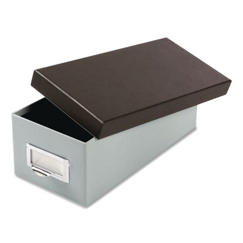 Image of Oxford 406355 Index Card Storage Box, Holds 1,000 3 X 5 Cards, 5.5 X 11.5 X 3.88, Pressboard, Blue Fog/black