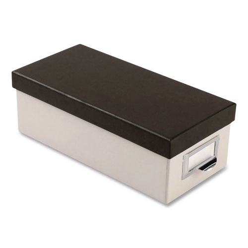 Image of Oxford 406350 Index Card Storage Box, Holds 1,000 3 X 5 Cards, 5.5 X 11.5 X 3.88, Pressboard, Marble White/black