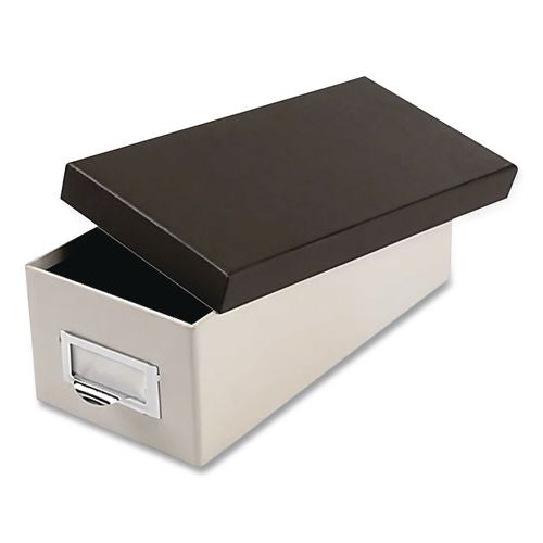 Image of Oxford 406350 Index Card Storage Box, Holds 1,000 3 X 5 Cards, 5.5 X 11.5 X 3.88, Pressboard, Marble White/black
