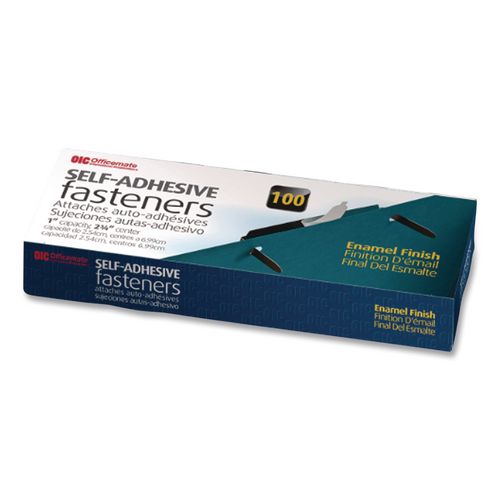 Image of Officemate OIC99876 Self-Adhesive Two-Prong Folder Fastener Bases, 2" Capacity, 2.75" Center to Center, Brown, 100/Box