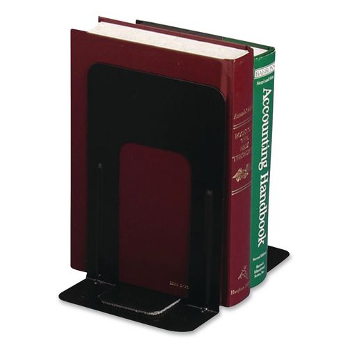 Image of Officemate OIC93051 Steel Bookends, Nonskid Base, 5.88 x 8.25 x 9, Black, Pair