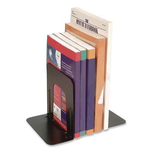 Image of Officemate OIC93051 Steel Bookends, Nonskid Base, 5.88 x 8.25 x 9, Black, Pair
