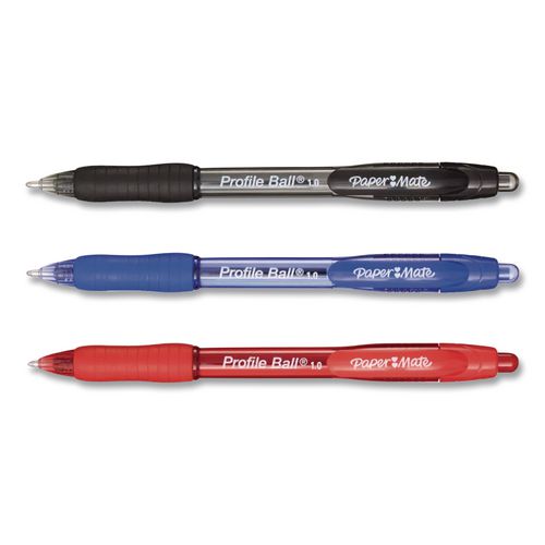 Image of Paper Mate® 2097006 PROFILE GEL PEN, RETRACTABLE, MEDIUM 0.7 MM, ASSORTED INK AND BARREL COLORS, 8/PACK