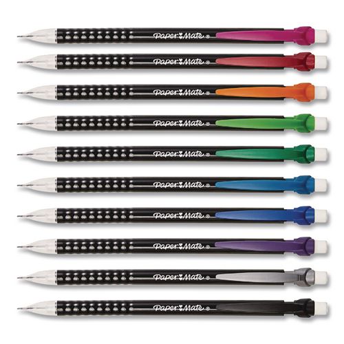 Image of Paper Mate® 2171181 WRITE BROS MECHANICAL PENCIL, 0.7 MM, HB (#2), BLACK LEAD, BLACK BARREL WITH ASSORTED CLIP COLORS, 24/BOX